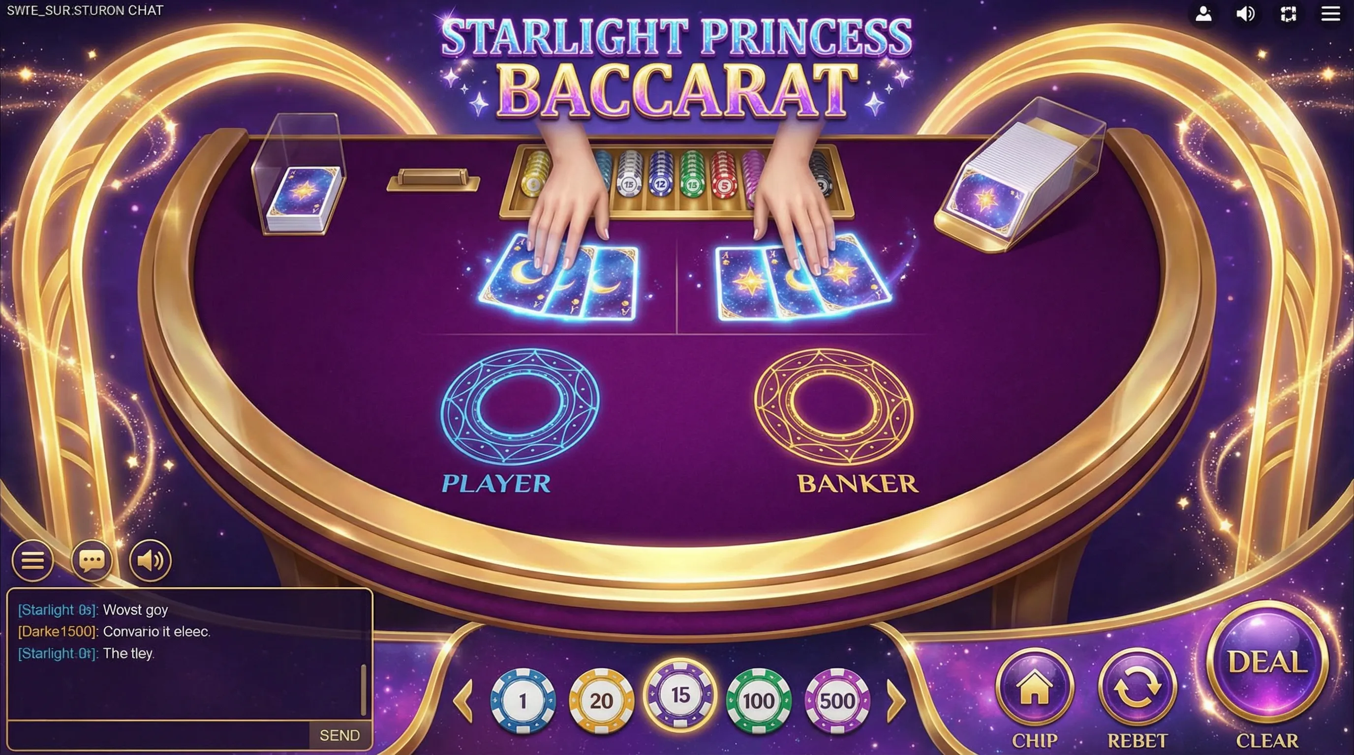 Interface de jogo do Bacará bethorse